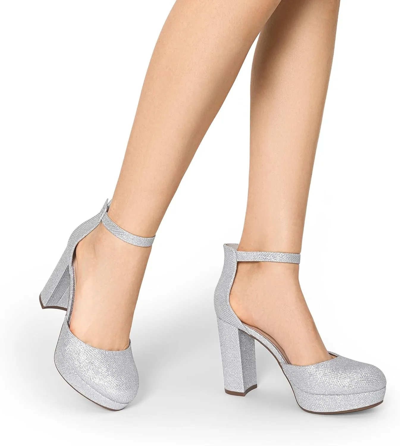 DREAM PAIRS Women's Platform Chunky High Heels Closed Toe Block Ankle Strap Dress Bridal Party Wedding Shoes