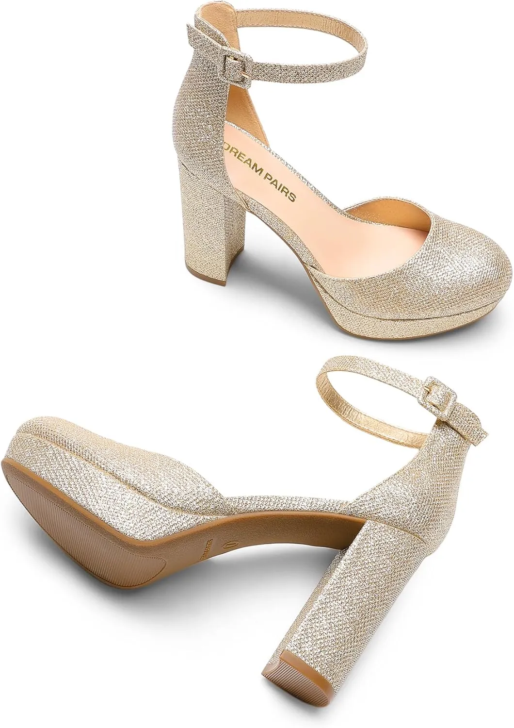 DREAM PAIRS Women's Platform Chunky High Heels Closed Toe Block Ankle Strap Dress Bridal Party Wedding Shoes