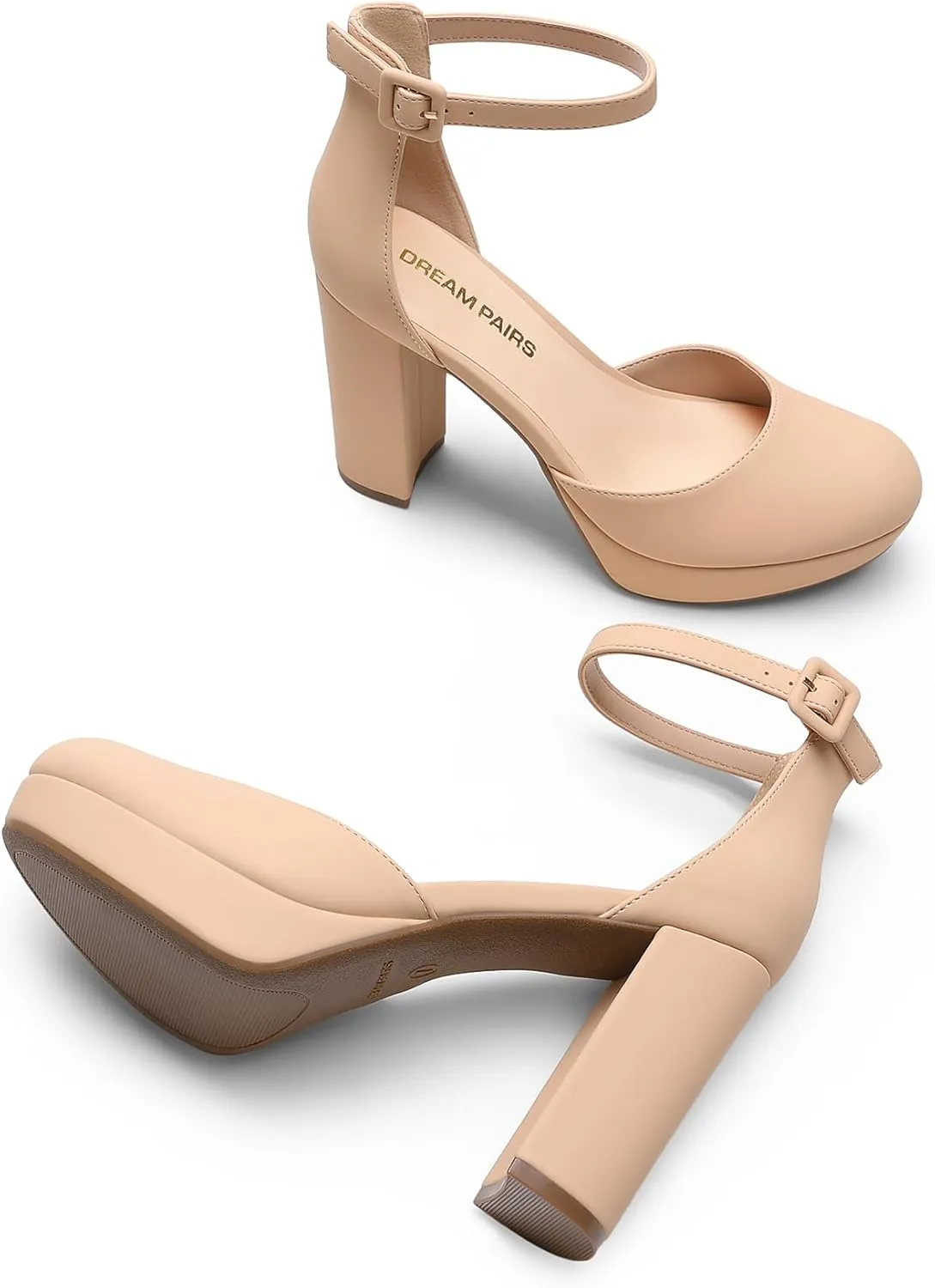 DREAM PAIRS Women's Platform Chunky High Heels Closed Toe Block Ankle Strap Dress Bridal Party Wedding Shoes