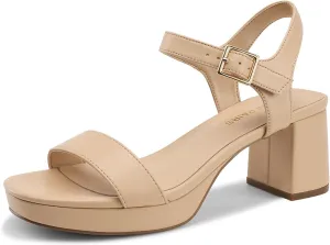 DREAM PAIRS Women's Platform Heels Block Chunky Open Toe Ankle Strap Heel Fashion Wedding Party Dress Sandals Shoes
