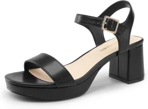 DREAM PAIRS Women's Platform Heels Block Chunky Open Toe Ankle Strap Heel Fashion Wedding Party Dress Sandals Shoes