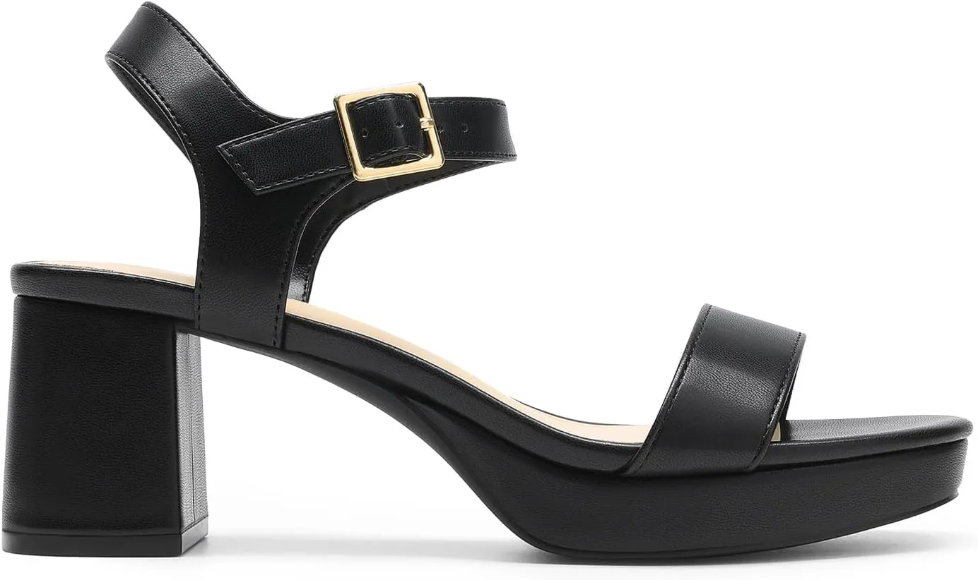 DREAM PAIRS Women's Platform Heels Block Chunky Open Toe Ankle Strap Heel Fashion Wedding Party Dress Sandals Shoes