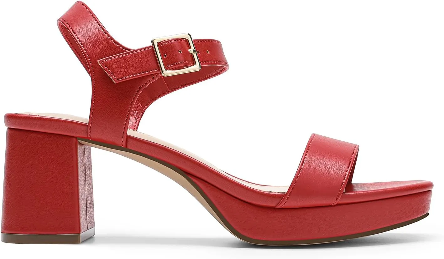 DREAM PAIRS Women's Platform Heels Block Chunky Open Toe Ankle Strap Heel Fashion Wedding Party Dress Sandals Shoes