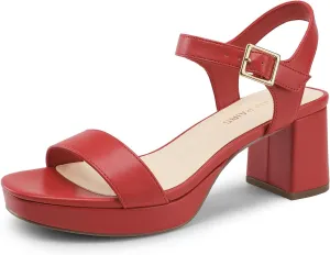 DREAM PAIRS Women's Platform Heels Block Chunky Open Toe Ankle Strap Heel Fashion Wedding Party Dress Sandals Shoes