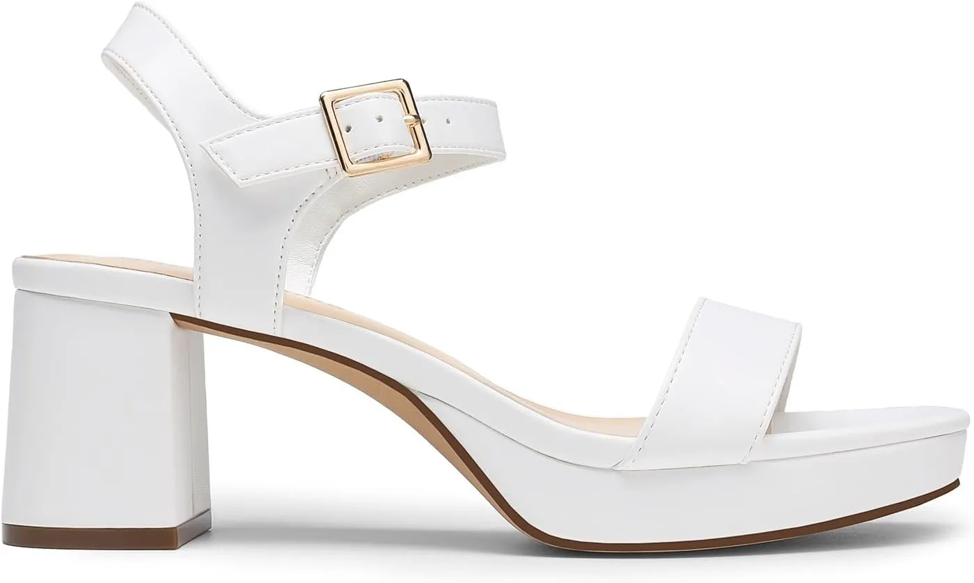 DREAM PAIRS Women's Platform Heels Block Chunky Open Toe Ankle Strap Heel Fashion Wedding Party Dress Sandals Shoes