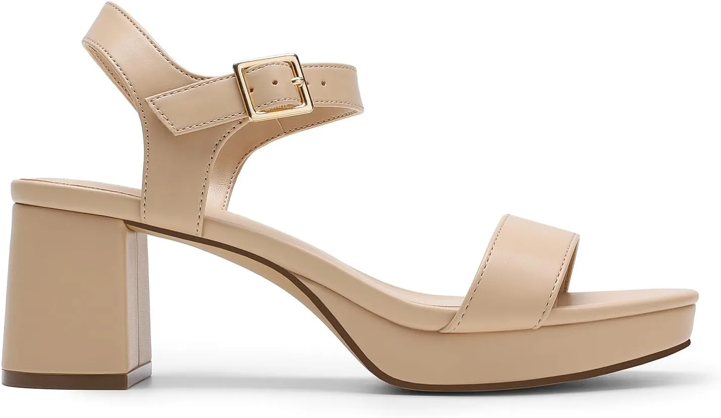 DREAM PAIRS Women's Platform Heels Block Chunky Open Toe Ankle Strap Heel Fashion Wedding Party Dress Sandals Shoes