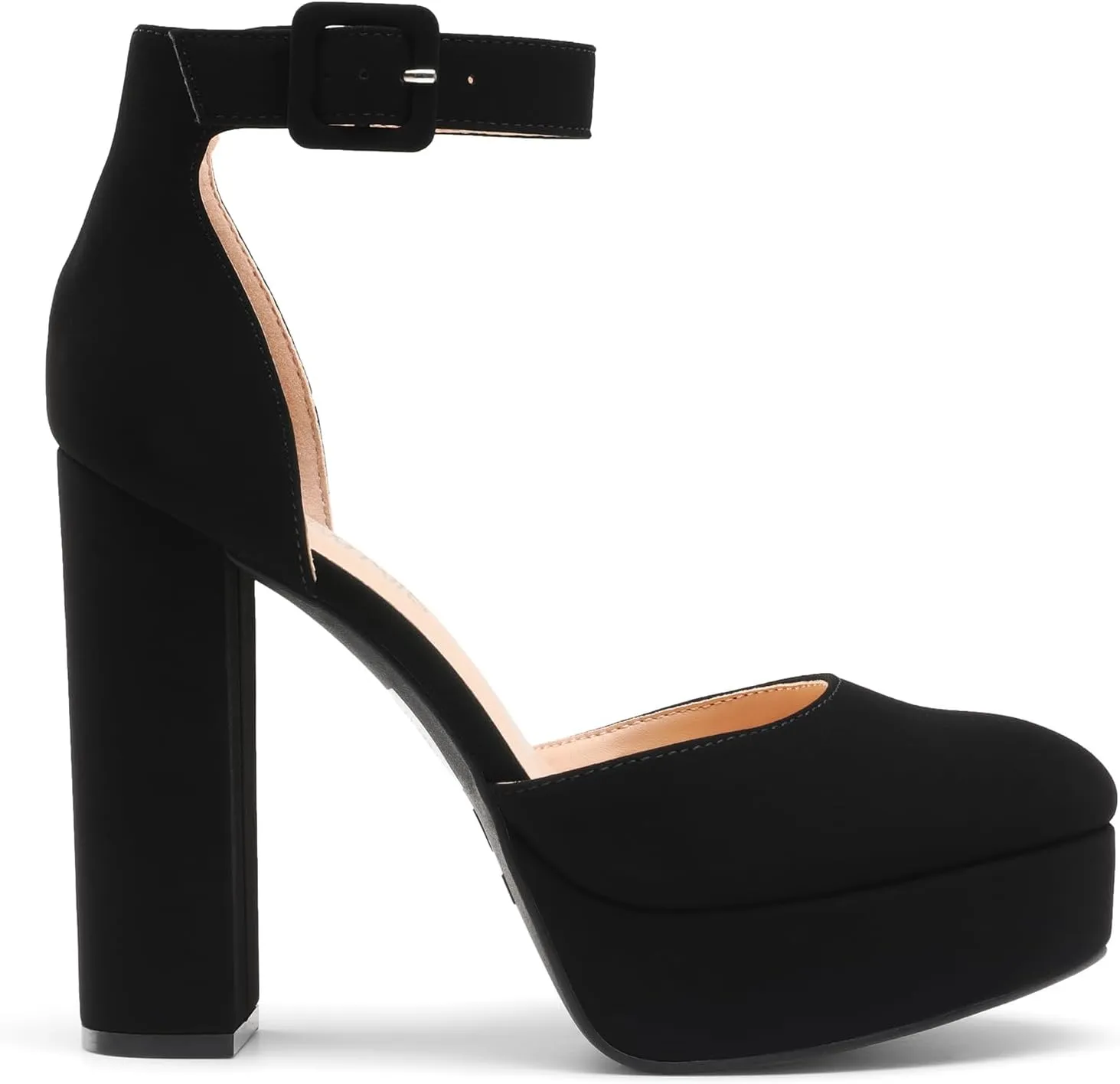 DREAM PAIRS Women's Platform High Chunky Heels Closed Toe Block Ankle Strap Dress Buckle Round Toe Wedding Party Comfortable Pumps Shoes