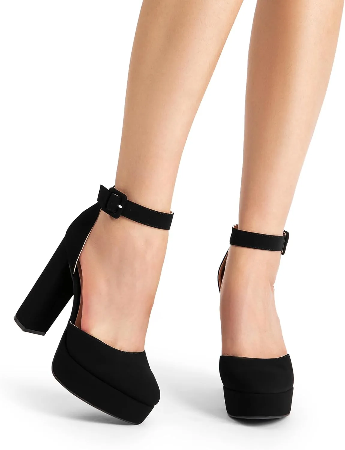 DREAM PAIRS Women's Platform High Chunky Heels Closed Toe Block Ankle Strap Dress Buckle Round Toe Wedding Party Comfortable Pumps Shoes