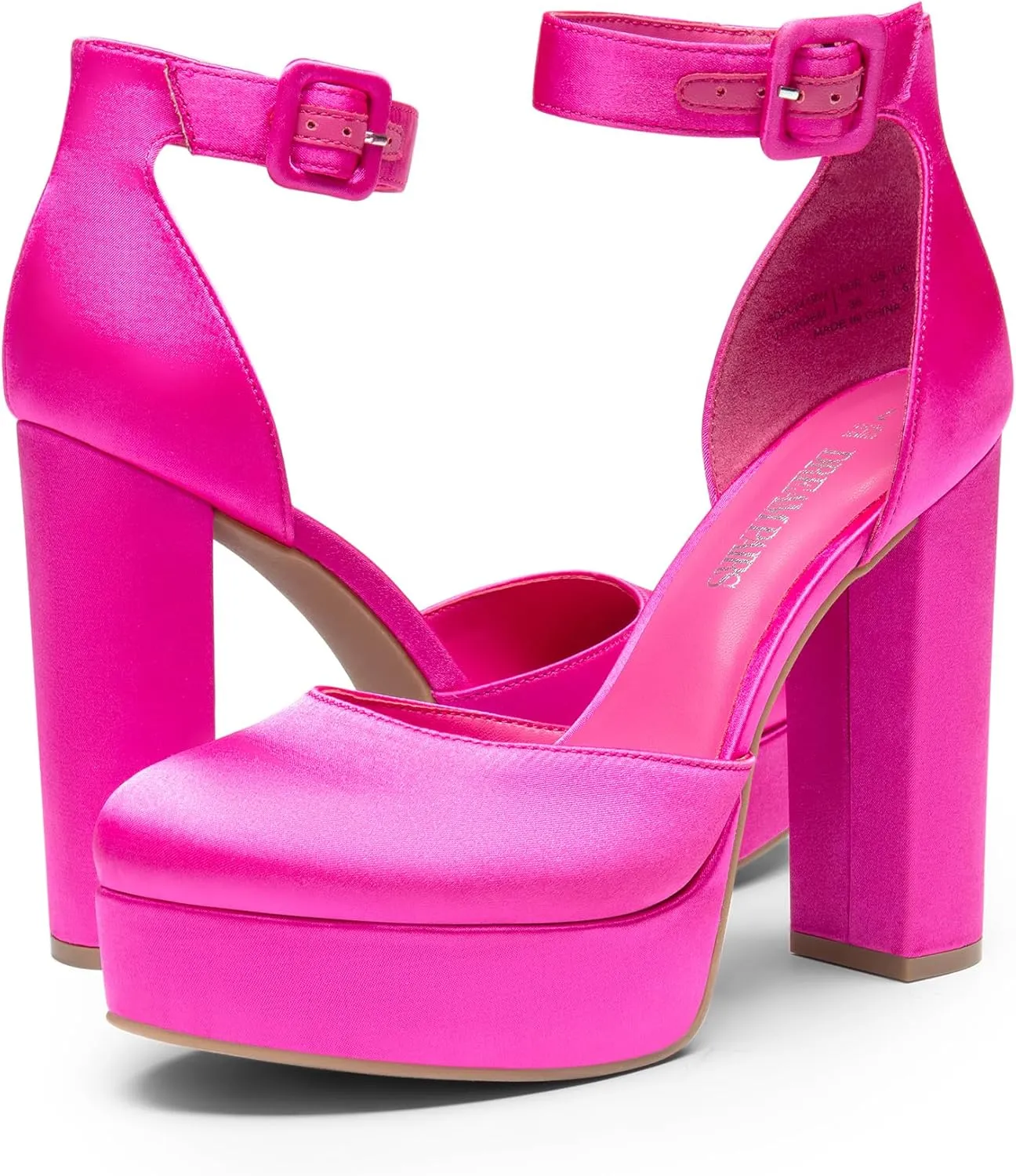DREAM PAIRS Women's Platform High Chunky Heels Closed Toe Block Ankle Strap Dress Buckle Round Toe Wedding Party Comfortable Pumps Shoes