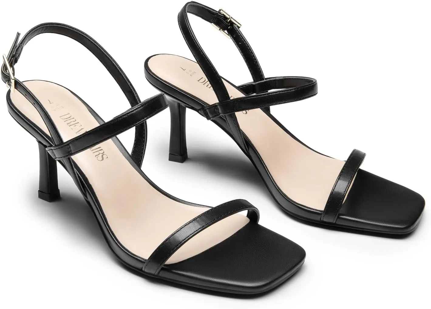 DREAM PAIRS Womens Slingback Heels Square Open Toe Strappy Sandals Ankle Strap High Heeled Dressy Shoes