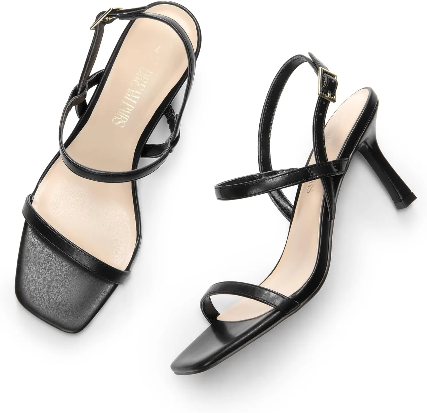 DREAM PAIRS Womens Slingback Heels Square Open Toe Strappy Sandals Ankle Strap High Heeled Dressy Shoes