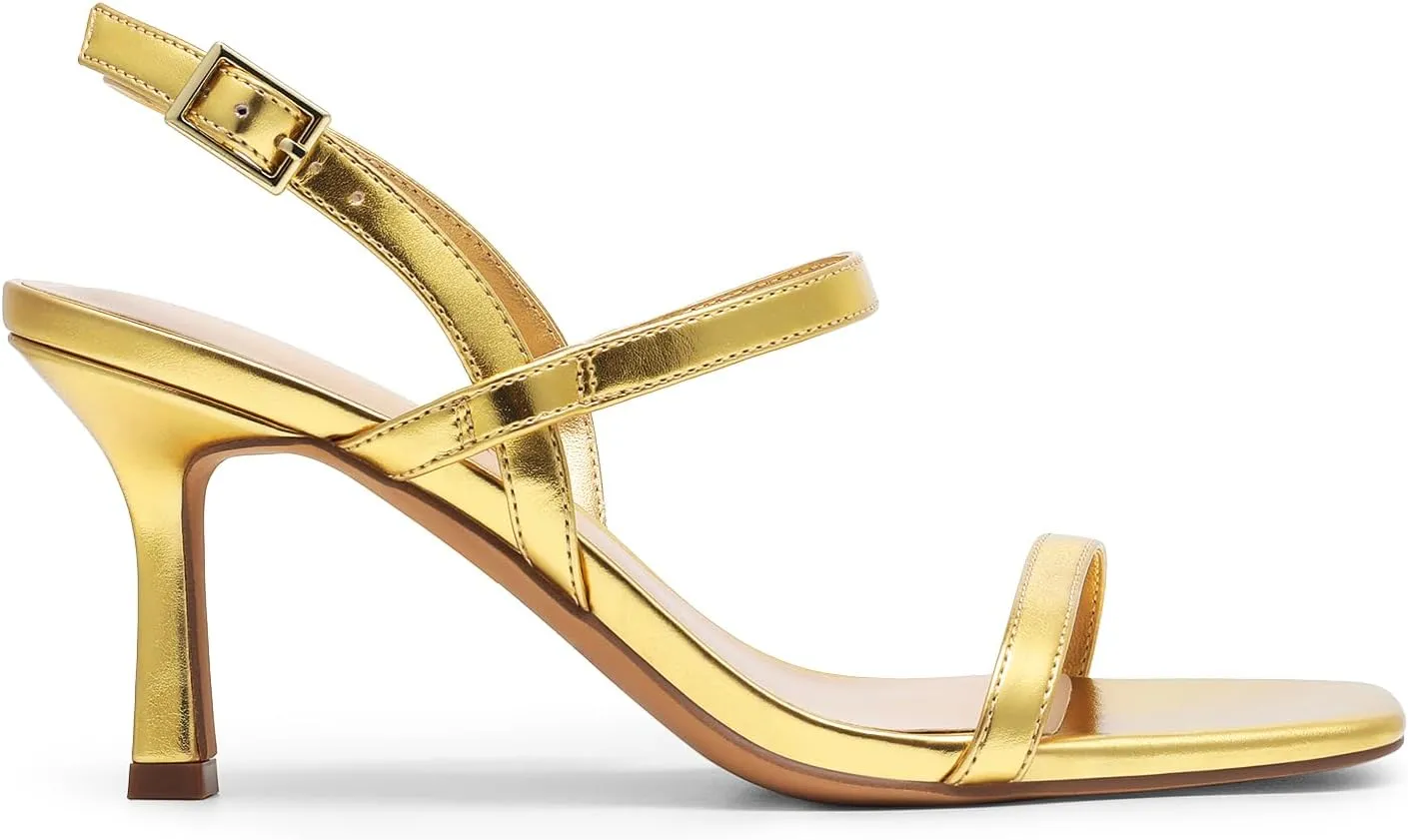 DREAM PAIRS Womens Slingback Heels Square Open Toe Strappy Sandals Ankle Strap High Heeled Dressy Shoes