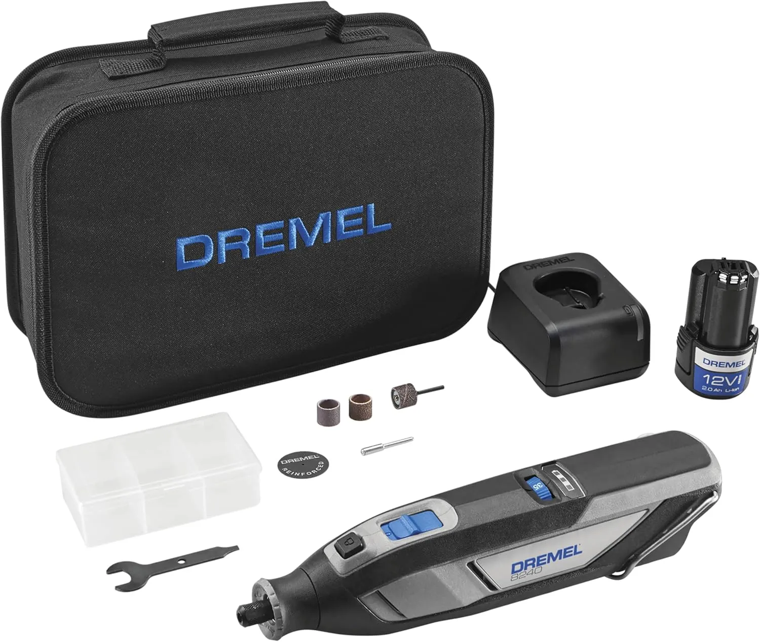 Dremel 8240 12V Cordless Rotary Tool Kit with Variable Speed and Comfort Grip -Includes 2AH Battery Pack, Charger & more (Renewed)
