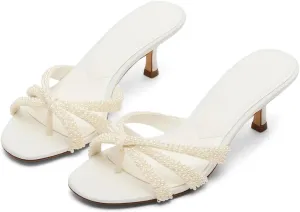 Dsevht Gold Kitten Heel Sandals for Women Flip Flop Strappy Mule heels Rounded Open Toe Heeled Thong Sandals Women