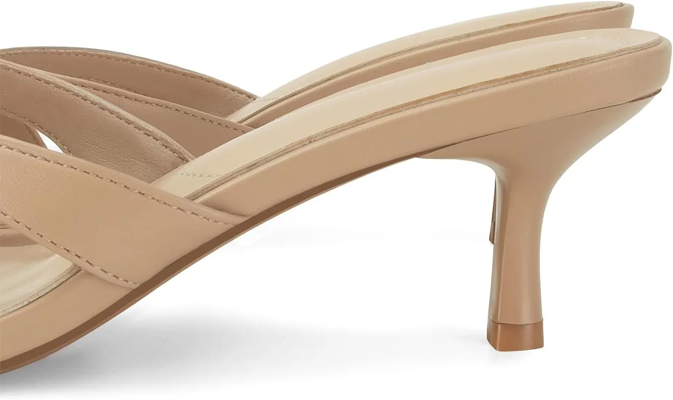 Dsevht Gold Kitten Heel Sandals for Women Flip Flop Strappy Mule heels Rounded Open Toe Heeled Thong Sandals Women