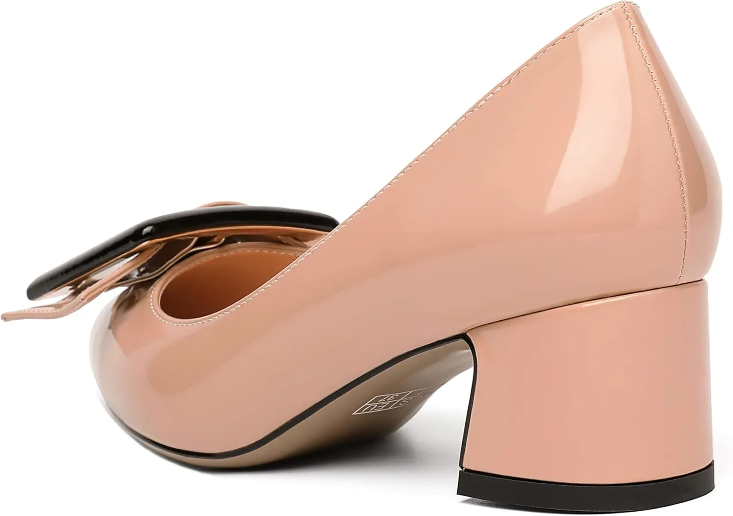 Eldof Pointed Toe Pumps,Classy 2 Inches Block Heel Chic Pumps, Confort Buckle Heel for Office Wedding Dress