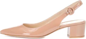 Eldof Pointed Toe Pumps,Slingback Ankle Buckle Chic Pumps,Classy Block Heel 2" Heel for Office Dress