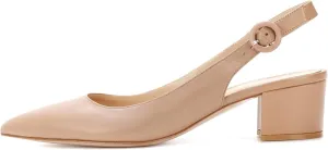 Eldof Pointed Toe Pumps,Slingback Ankle Buckle Chic Pumps,Classy Block Heel 2" Heel for Office Dress