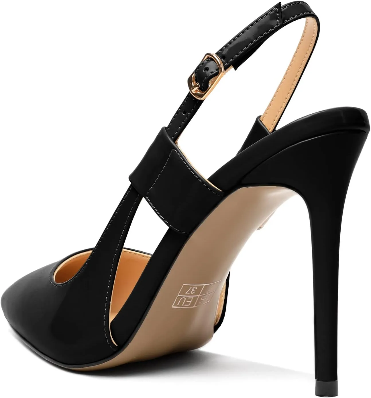 Eldof Pointed Toe Slingback Sandals,Ankle Strap Chic Pumps,Classy High Heel 4" Heel for Office Dress