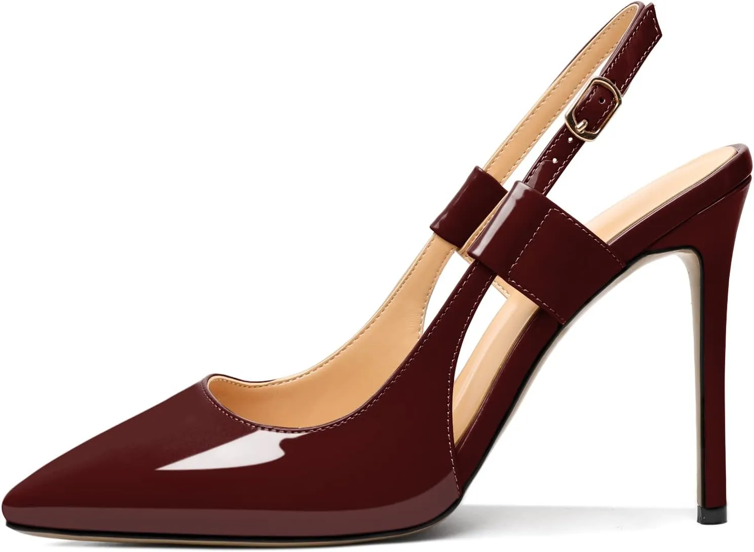 Eldof Pointed Toe Slingback Sandals,Ankle Strap Chic Pumps,Classy High Heel 4" Heel for Office Dress