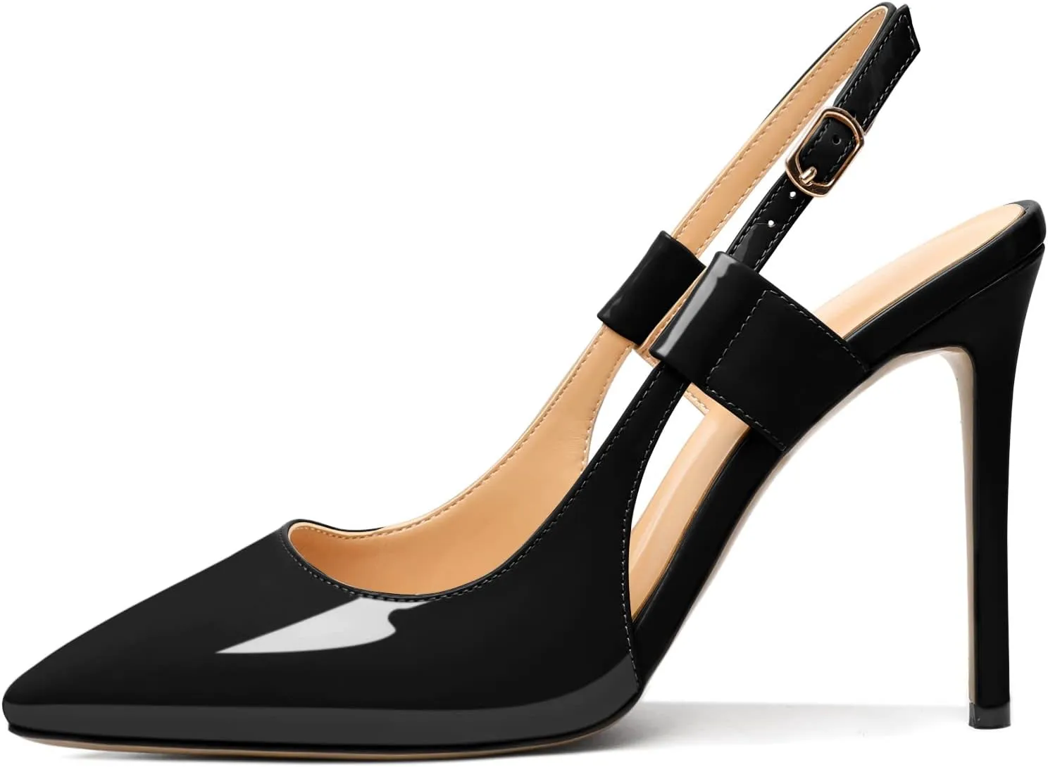 Eldof Pointed Toe Slingback Sandals,Ankle Strap Chic Pumps,Classy High Heel 4" Heel for Office Dress