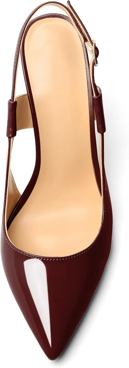 Eldof Pointed Toe Slingback Sandals,Ankle Strap Chic Pumps,Classy High Heel 4" Heel for Office Dress