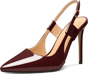 Eldof Pointed Toe Slingback Sandals,Ankle Strap Chic Pumps,Classy High Heel 4" Heel for Office Dress