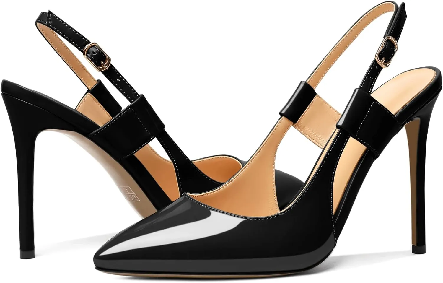 Eldof Pointed Toe Slingback Sandals,Ankle Strap Chic Pumps,Classy High Heel 4" Heel for Office Dress