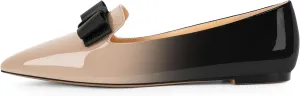 Eldof Women's Loafer Flat Pointed Toe Bow Tie Ballet Slip on Comfortable Dress Work Shoes