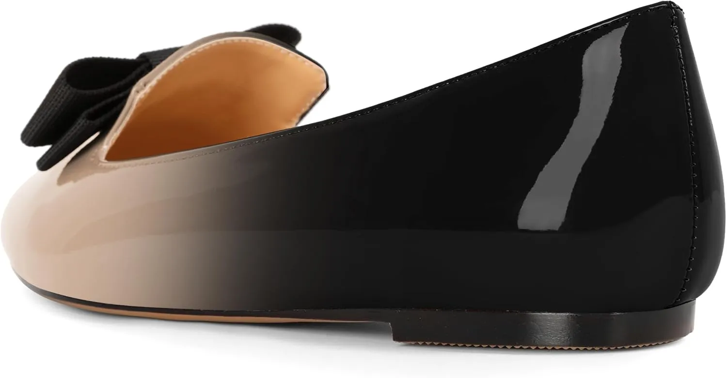 Eldof Women's Loafer Flat Pointed Toe Bow Tie Ballet Slip on Comfortable Dress Work Shoes