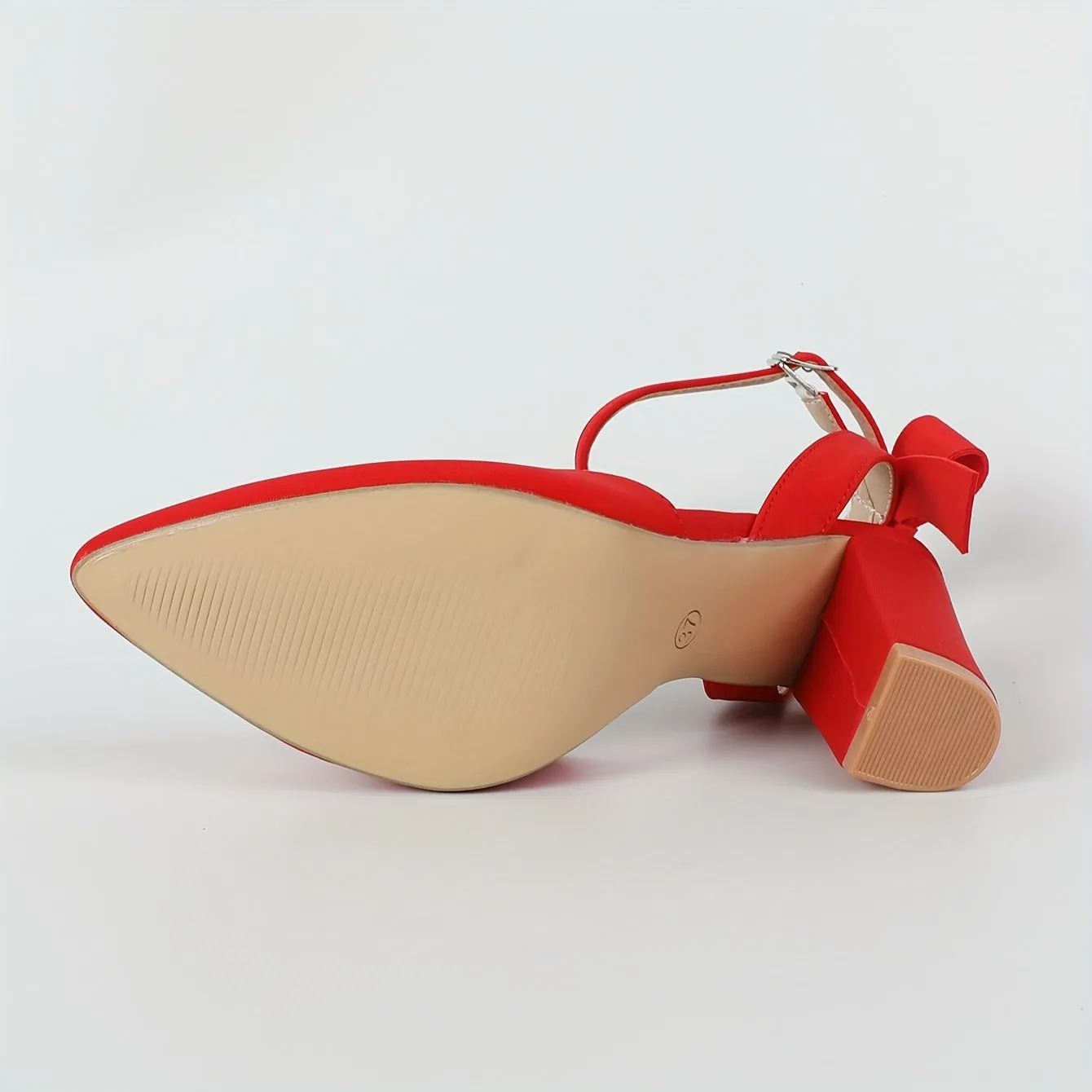 Elegant Bowknot Block Heels | Chic Ultrahigh Dress Pumps with Secure Strap | Versatile All-Season Pointed Toe Fashion