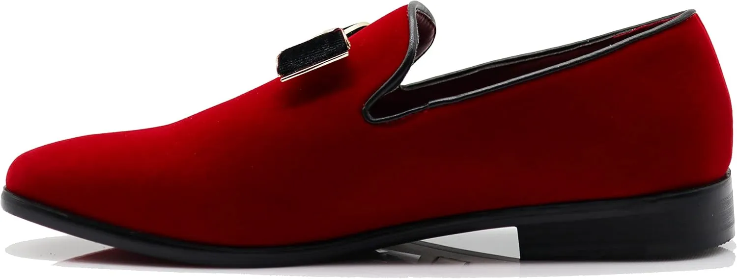 Enzo Romeo Men's Fashion Formal Tuxedo Slip On Loafer Velvet Dress Shoes SKO03