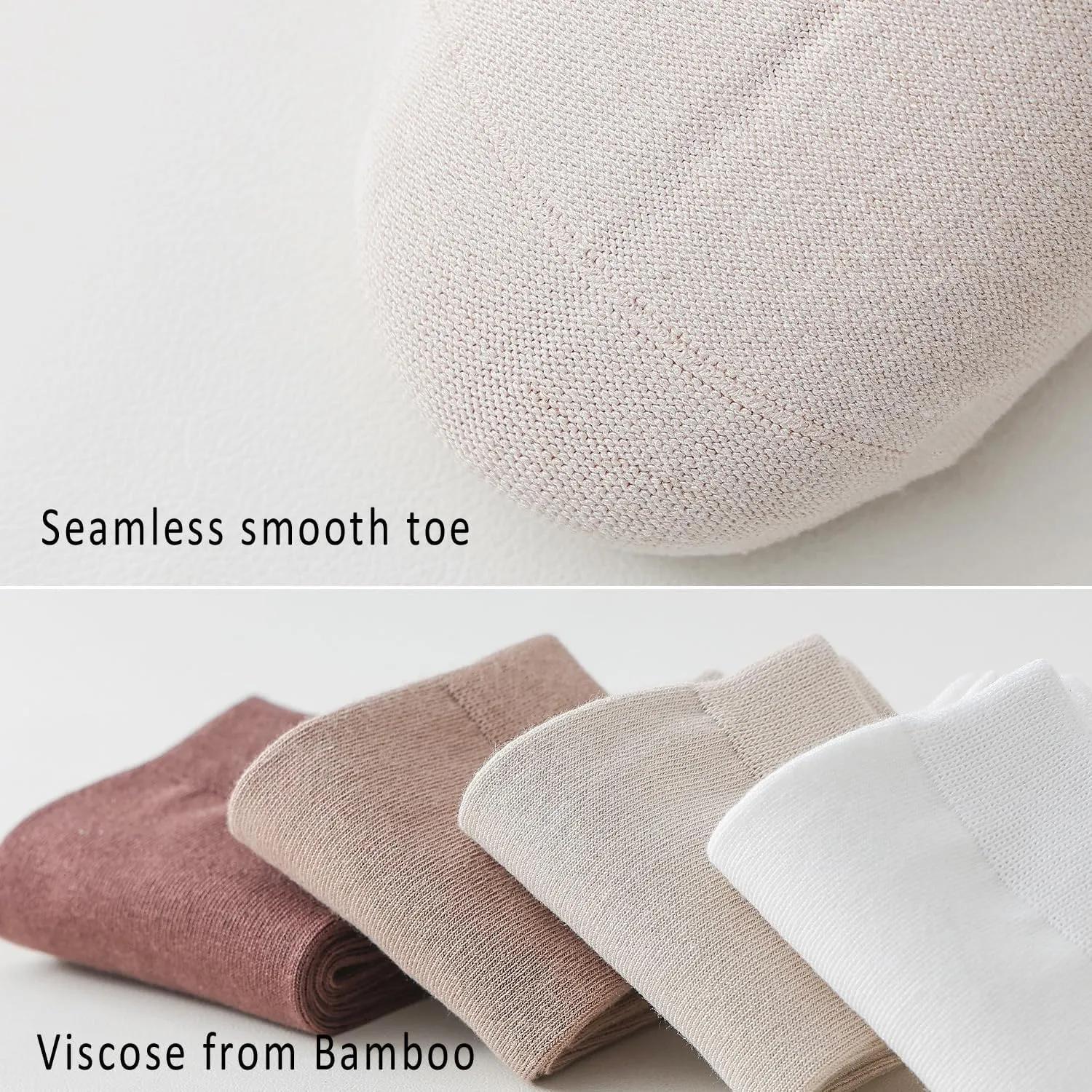 EPEIUS Women Bamboo Socks Soft Thin Women's Crew Socks Seamless Toe Viscose Bamboo Dress Calf Socks 3/6 Pairs