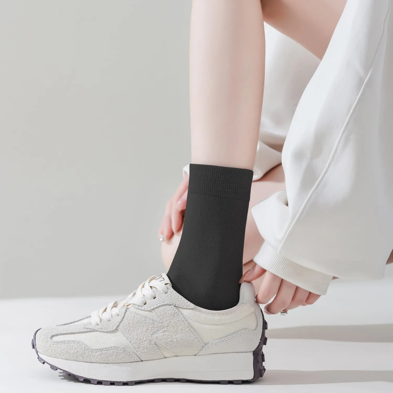 EPEIUS Women Bamboo Socks Soft Thin Women's Crew Socks Seamless Toe Viscose Bamboo Dress Calf Socks 3/6 Pairs