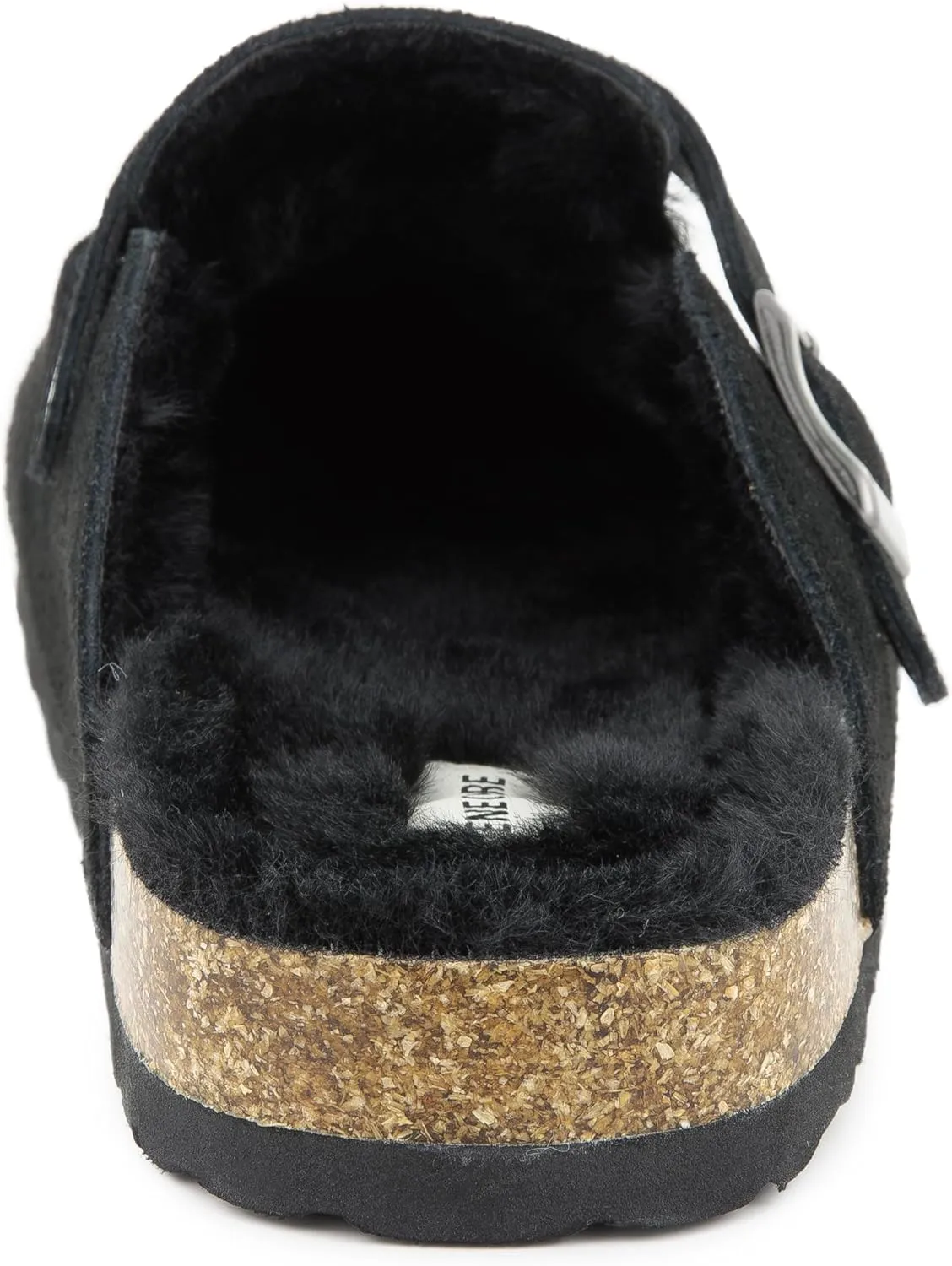 Erica Women's Cork Footbed Clogs Genuine Soft Suede Fuzzy Faux Fur Lined Comfort Cushioned Mule Slide Shoes