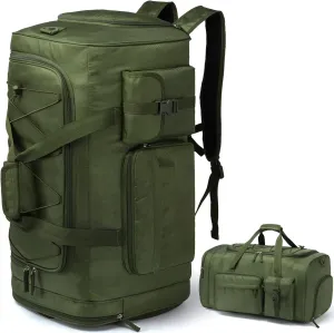 Extra Large Gym Bag Backpack with Shoes Compartment 70L Heavy Duty Sports Duffle for Men & Women Workout Duffel Bag Weekender Overnight Backpack for Travel Camping, Green