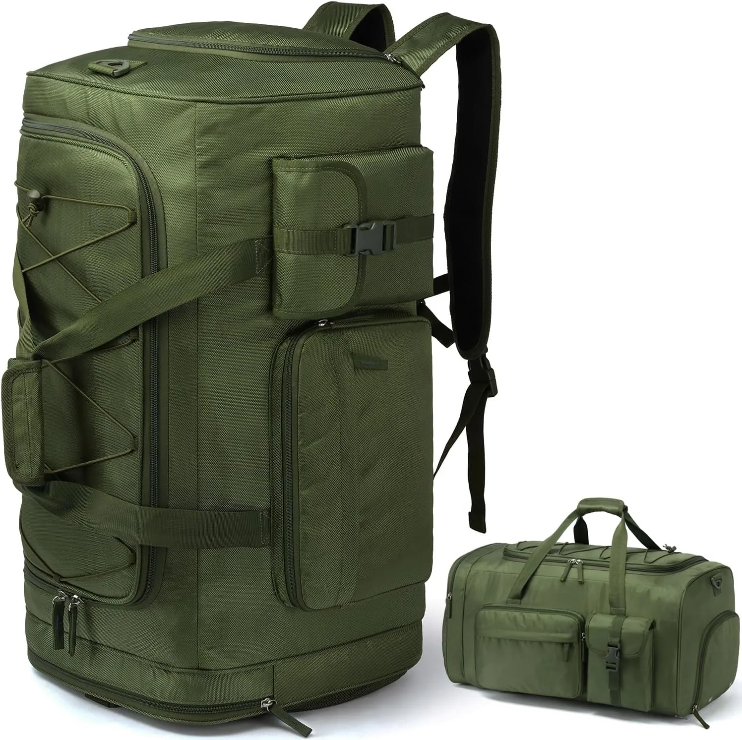 Extra Large Gym Bag Backpack with Shoes Compartment 70L Heavy Duty Sports Duffle for Men & Women Workout Duffel Bag Weekender Overnight Backpack for Travel Camping, Green