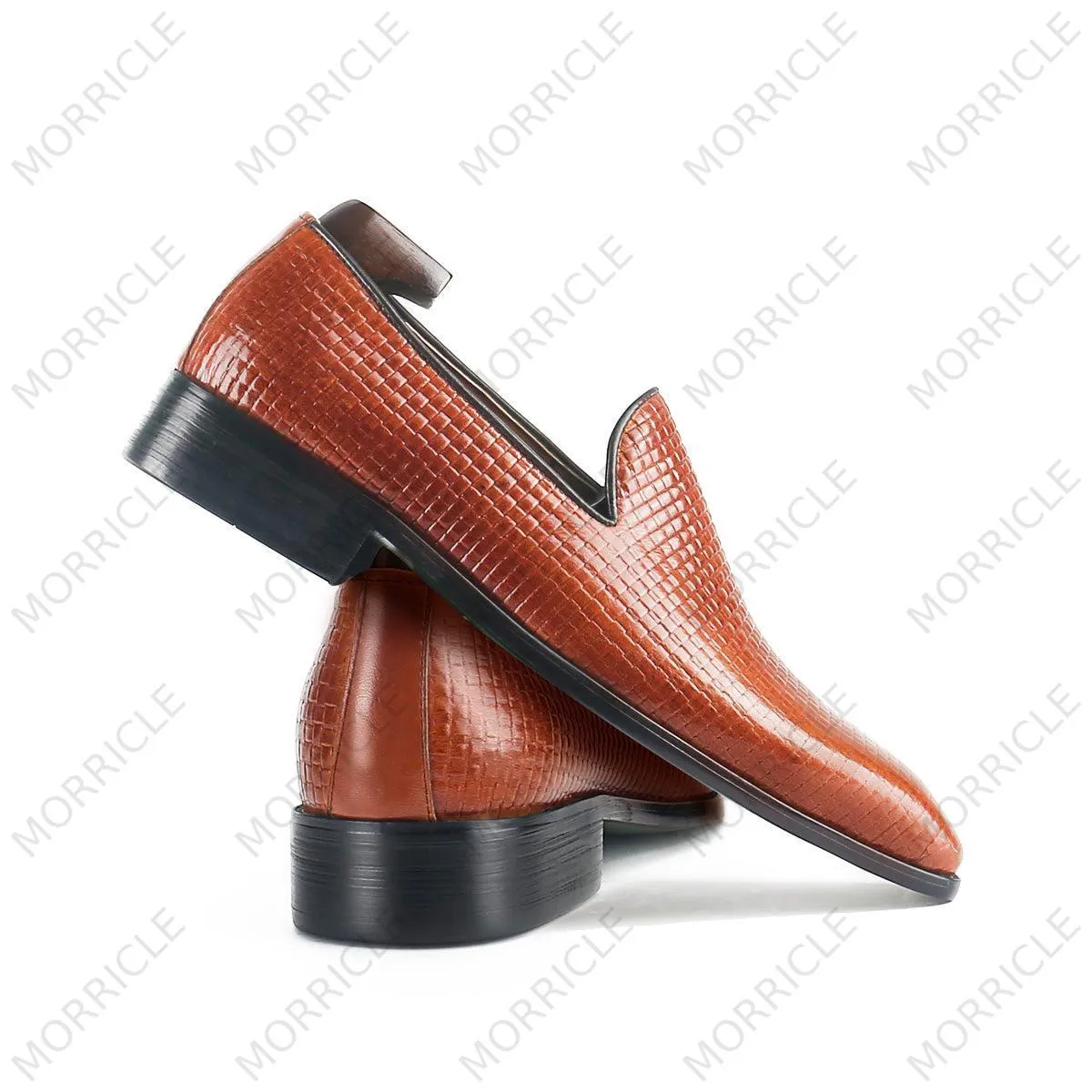 Fancy Cognac Woven Slipper Loafers