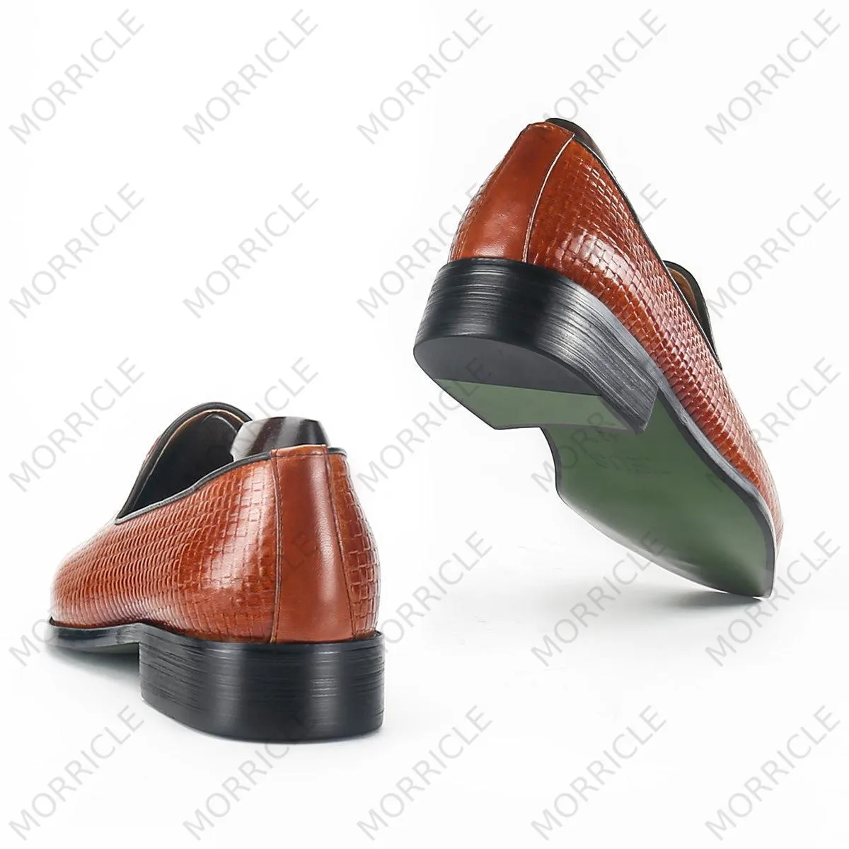 Fancy Cognac Woven Slipper Loafers