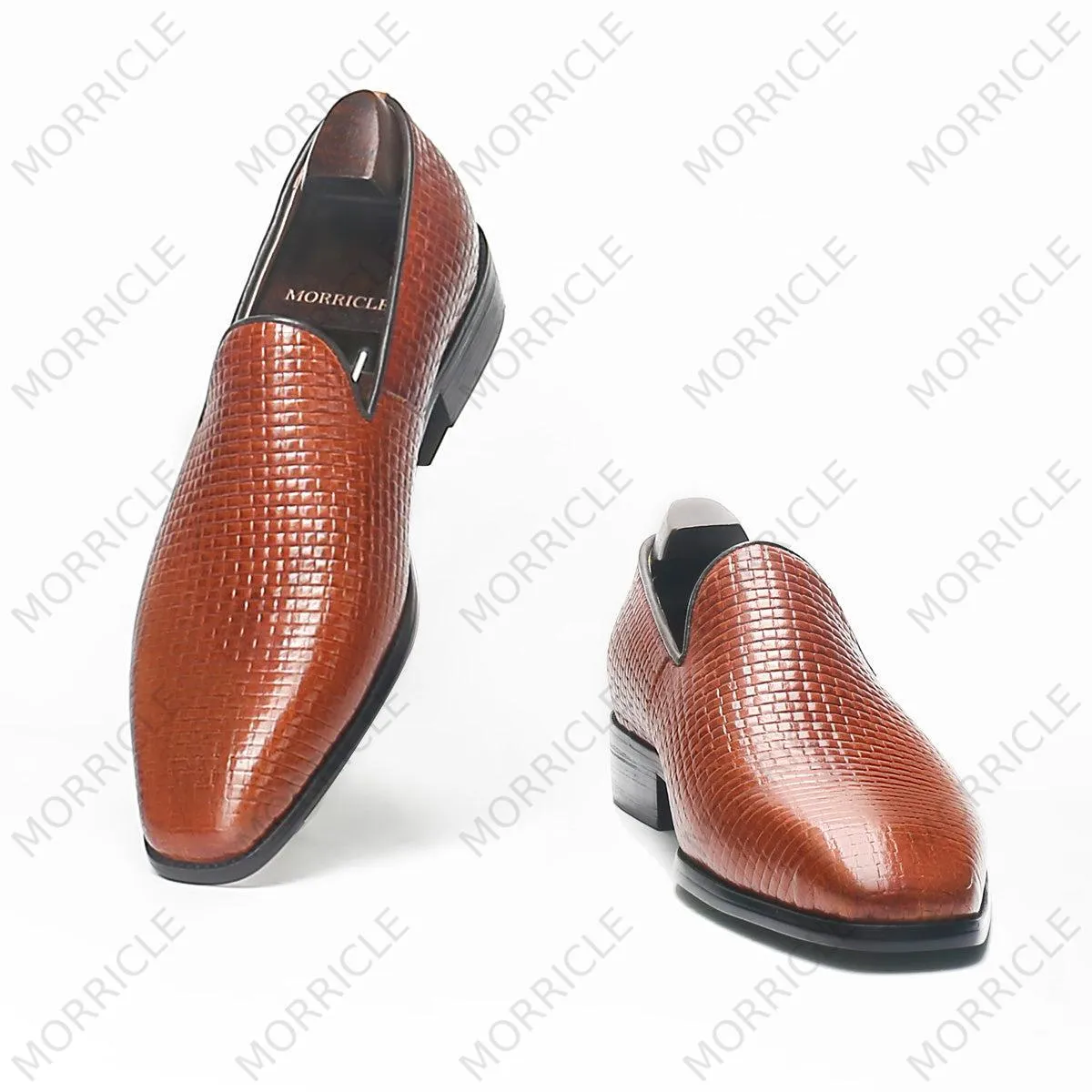 Fancy Cognac Woven Slipper Loafers