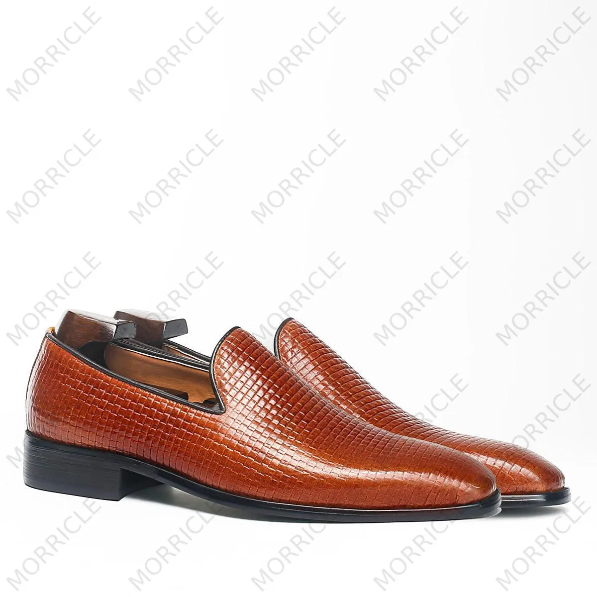 Fancy Cognac Woven Slipper Loafers