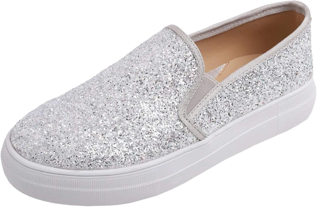 FEVERSOLE Women's Fashion Slip On Sneaker Casual Platform Loafers