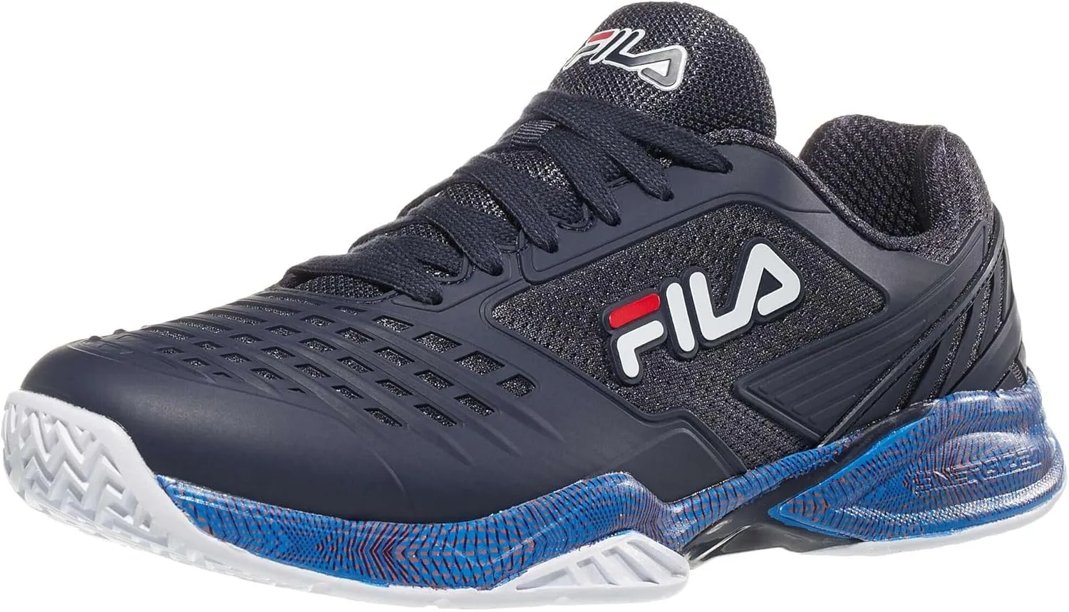 Fila Axilus 2 Energized Mens Tennis Shoe (Navy/White/Nectarine, US Footwear Size System, Adult, Men, Numeric, Medium, 9.5)