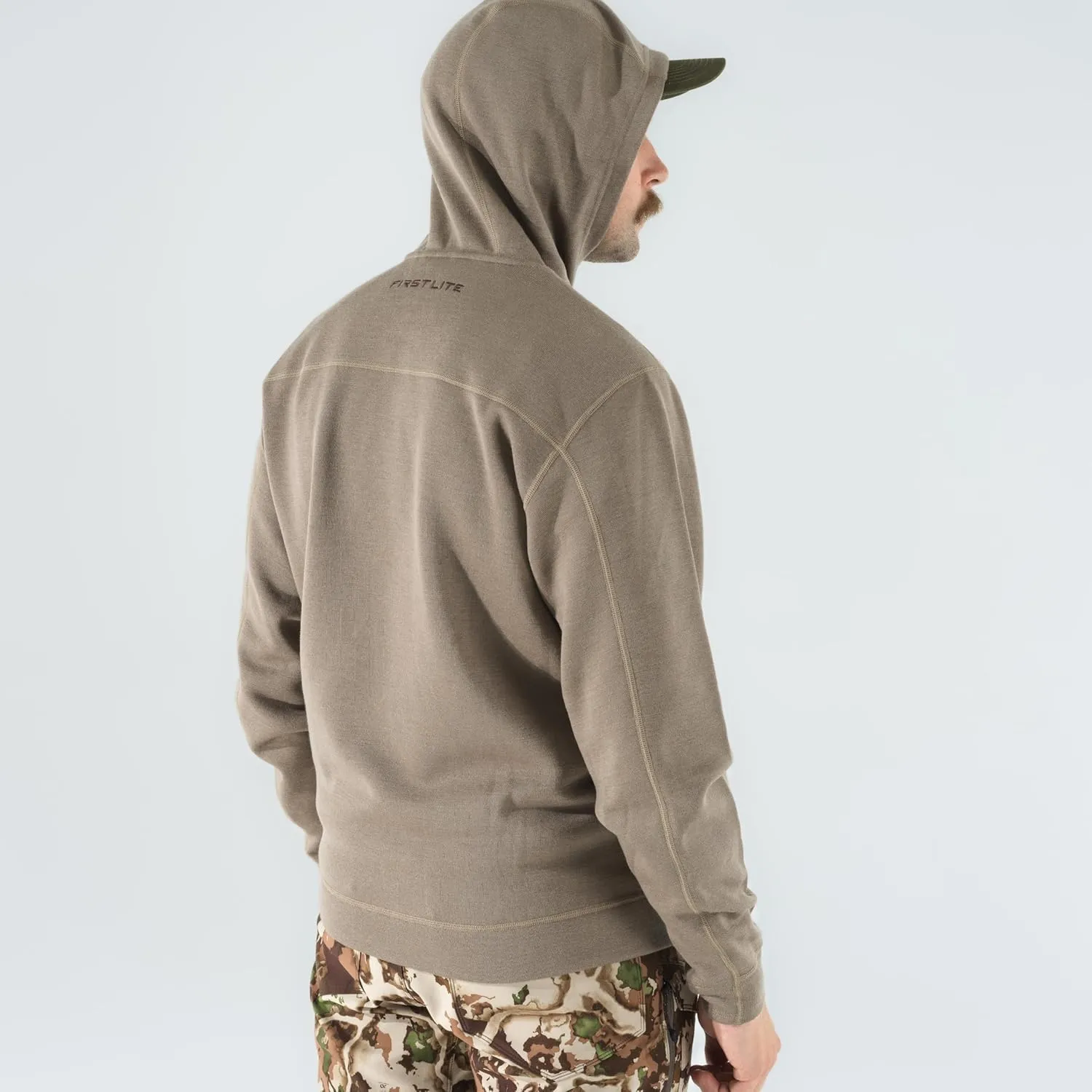 First Lite Men’s Furnace Hoody - Merino Wool Camo Hunting Fleece Pullover, Heavyweight Base Layer Hunting Gear For Men