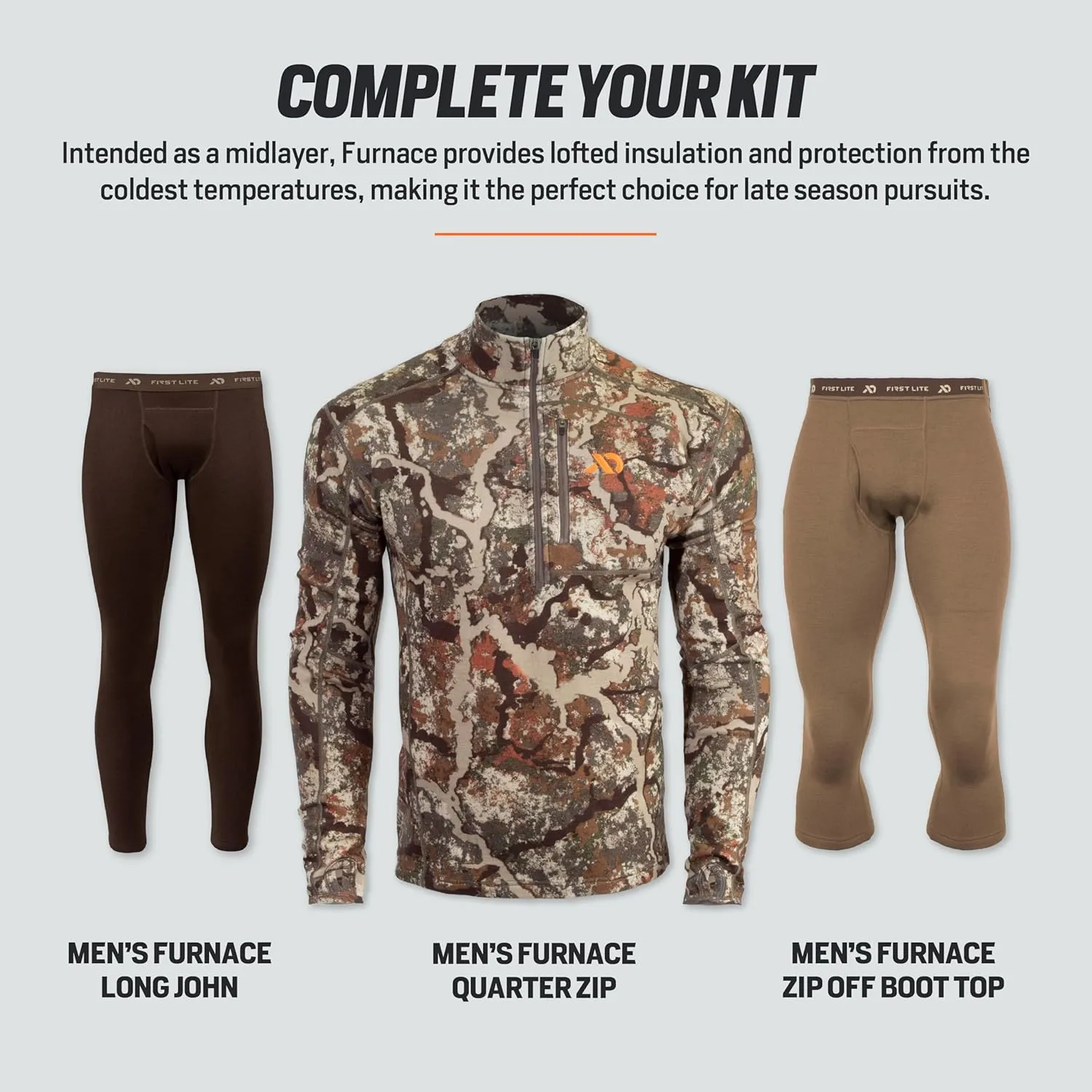 First Lite Men’s Furnace Hoody - Merino Wool Camo Hunting Fleece Pullover, Heavyweight Base Layer Hunting Gear For Men