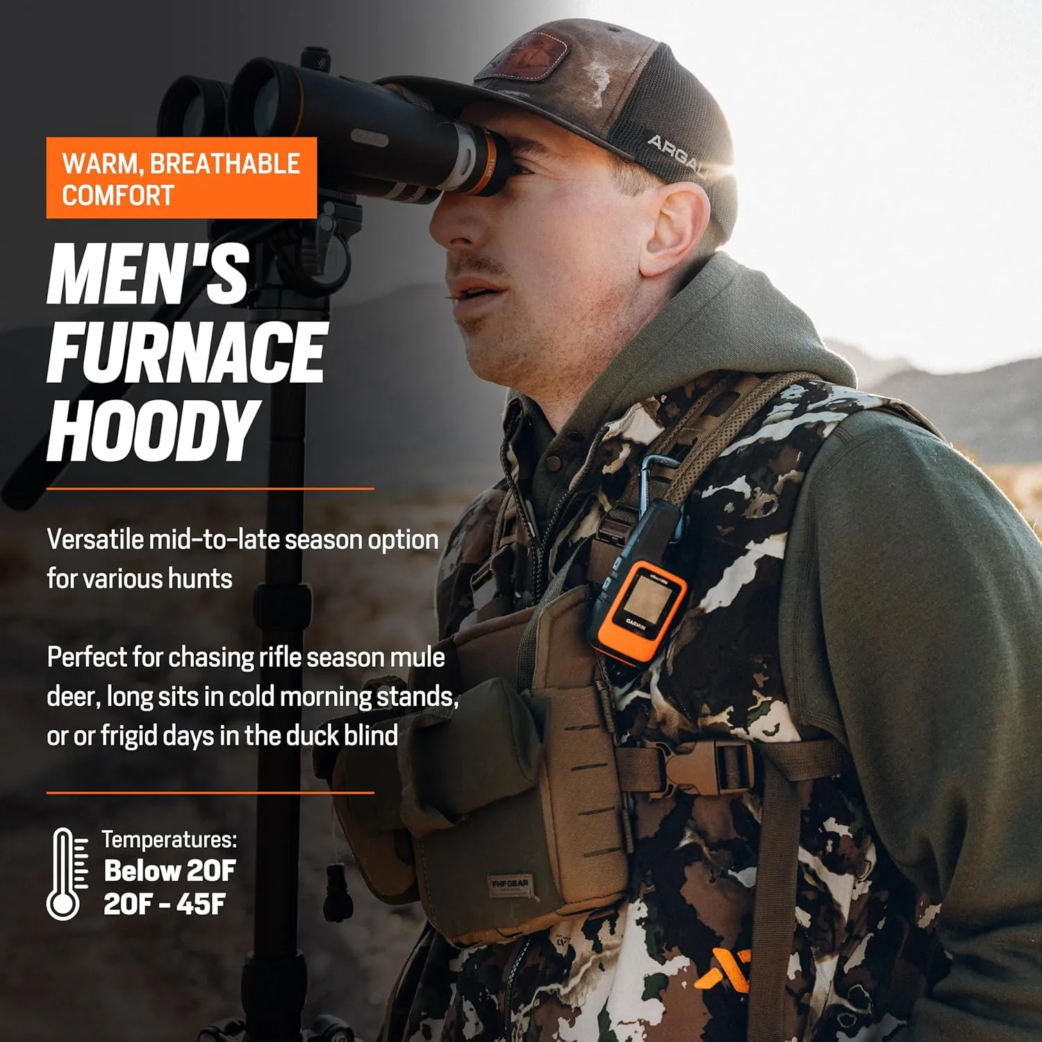 First Lite Men’s Furnace Hoody - Merino Wool Camo Hunting Fleece Pullover, Heavyweight Base Layer Hunting Gear For Men