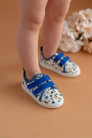 Floral Patterned Double Velcro Linen Sports Children's Shoes-saks-f-498