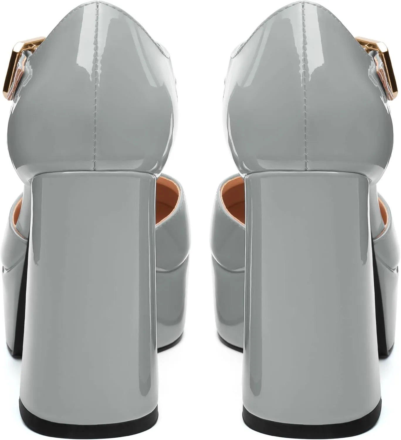 FOGEENA Platform Heels for Women Chunky Block High Heel Closed Square Toe 4.3 Inch T-Strap Mary Jane Pumps Casual Dress Shoe