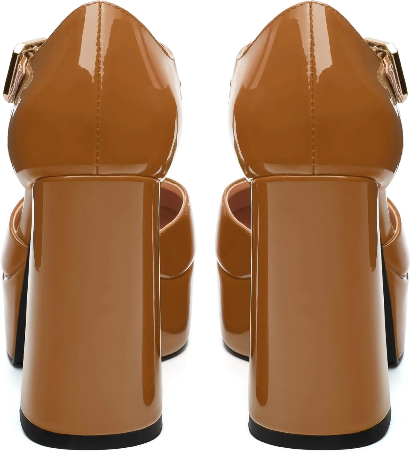 FOGEENA Platform Heels for Women Chunky Block High Heel Closed Square Toe 4.3 Inch T-Strap Mary Jane Pumps Casual Dress Shoe
