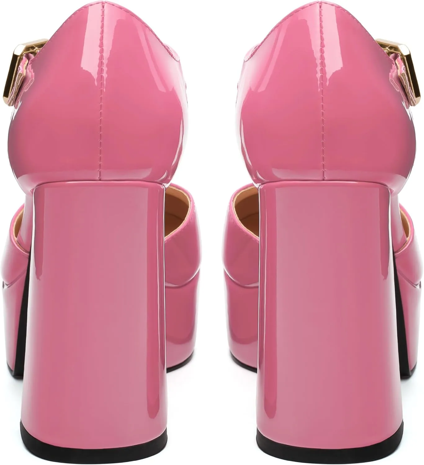 FOGEENA Platform Heels for Women Chunky Block High Heel Closed Square Toe 4.3 Inch T-Strap Mary Jane Pumps Casual Dress Shoe